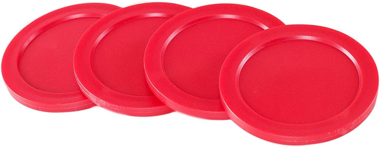 Light Weight Air Hockey Red Replacement Pucks & Slider Pusher Goalies for Game Tables, Equipment, Accessories (2