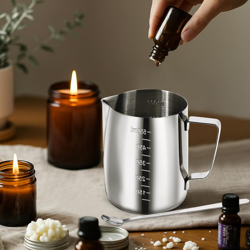 Candle Making Pouring Pot, Stainless Steel Wax Melting Pot with Candle Wicks, Wick Stickers & Holder for Scented