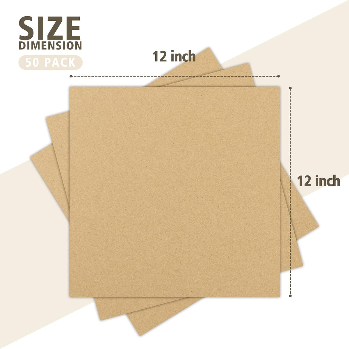 50 Pack 12x12 Corrugated Cardboard Sheet 1/8" Flat Inserts