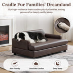 Luxury Dog Sofa Bed Elevated Pet Couch with Durable Waterproof Leather