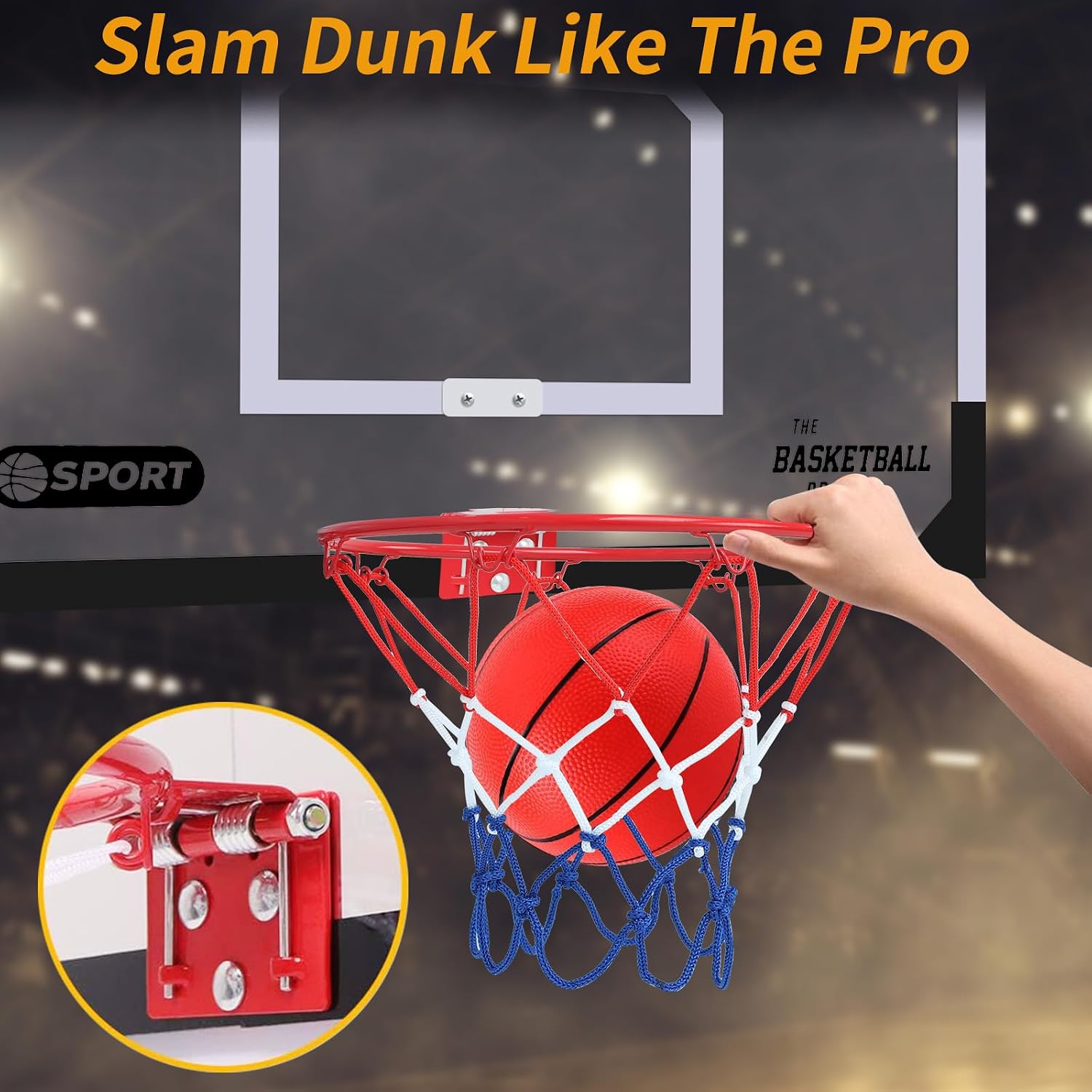 Upgrade Basketball Hoop Set - Extra Large 26" x 17" Pro Indoor | Indoor Basketball Hoop for Door&Wall with 2