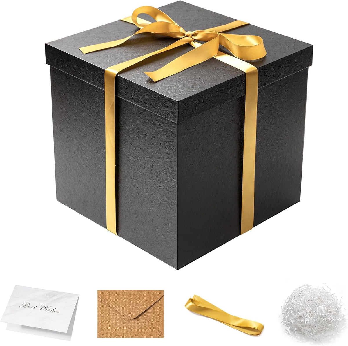 12x12x12 Inches Large Gift Box with Lid for Presents Black 1 Pack