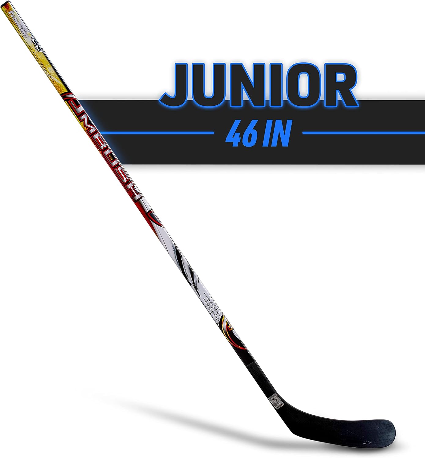 Street Hockey Sticks - Ambush Junior Street Hockey Stick - Wood and Fiberglass Shaft - ABS Blade - One Piece Stick