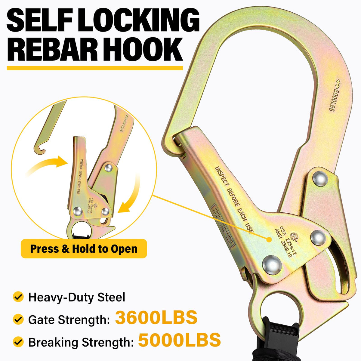 TRSMIMA 6ft Retractable Lanyard Fall Protection
