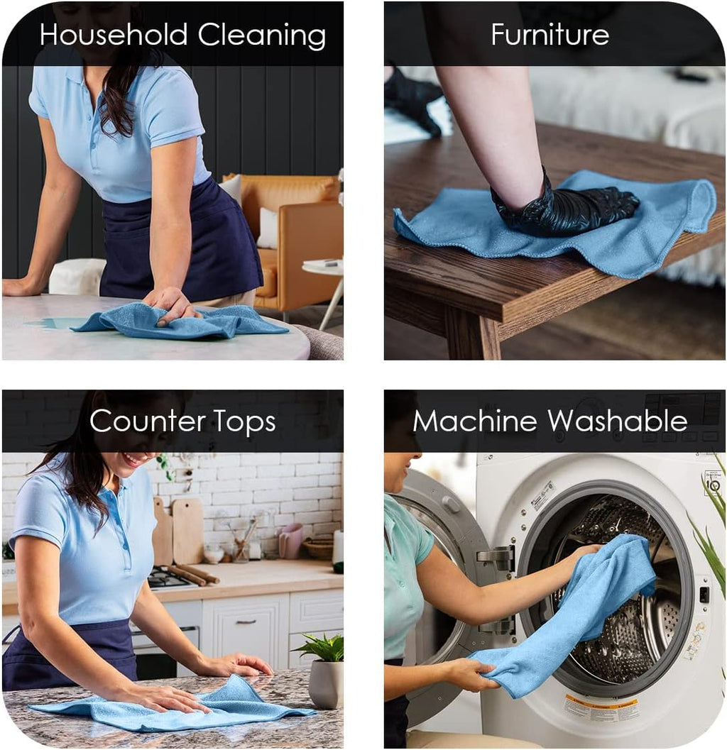 Microfiber Cleaning Cloths (Value Pack of 36) - Size 16 x 16 Inches, Highly Absorbent Cleaning Rags, Lint Free