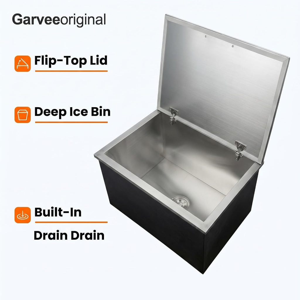 Drop in Ice Chest with Lid Stainless Steel Ice Bin