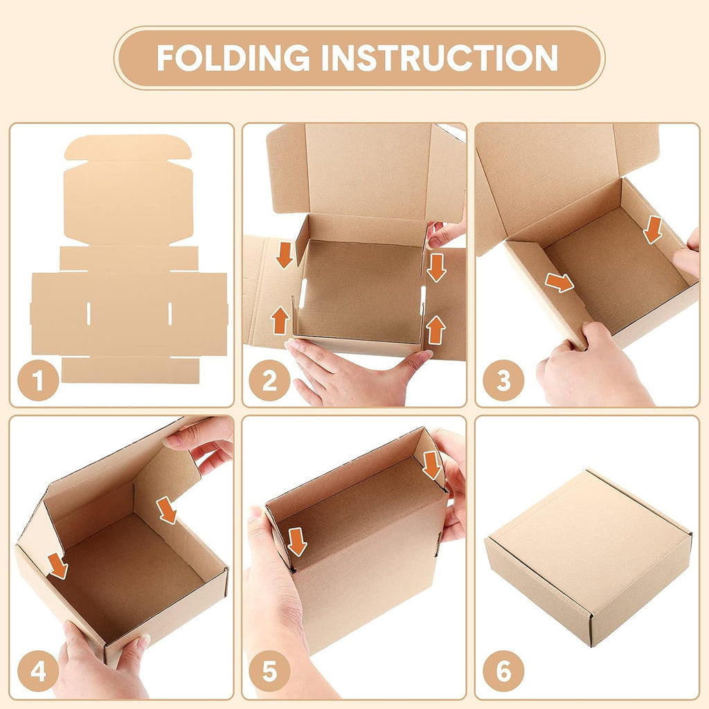 100 Pcs Small Shipping Boxes, 6 x 6 x 2 Inches, Brown