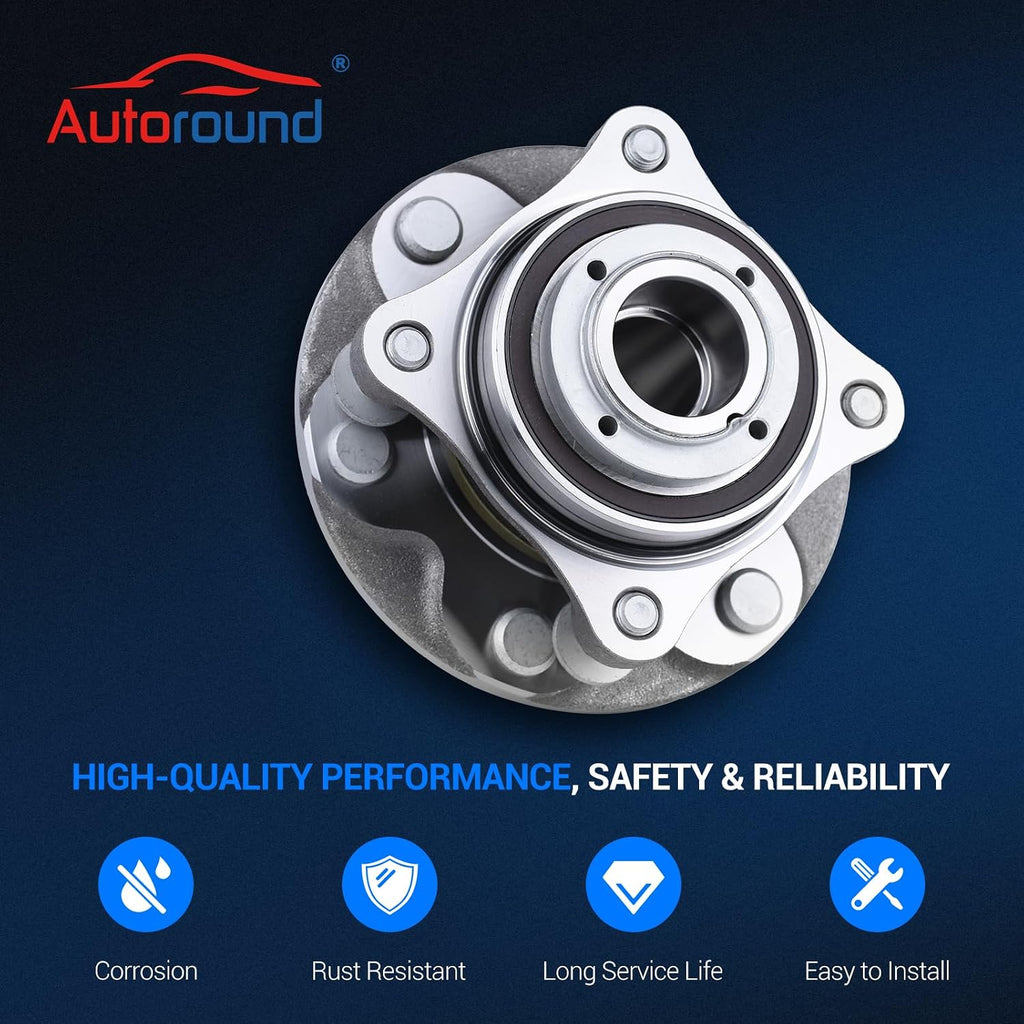 Autoround 2-Pack 2WD Front Wheel Bearing and Hub Assembly 950-004 fits for Toyota Tacoma 05-19 / 4Runner 03-19 / FJ Cruiser 07-09 RWD, 6 Lugs