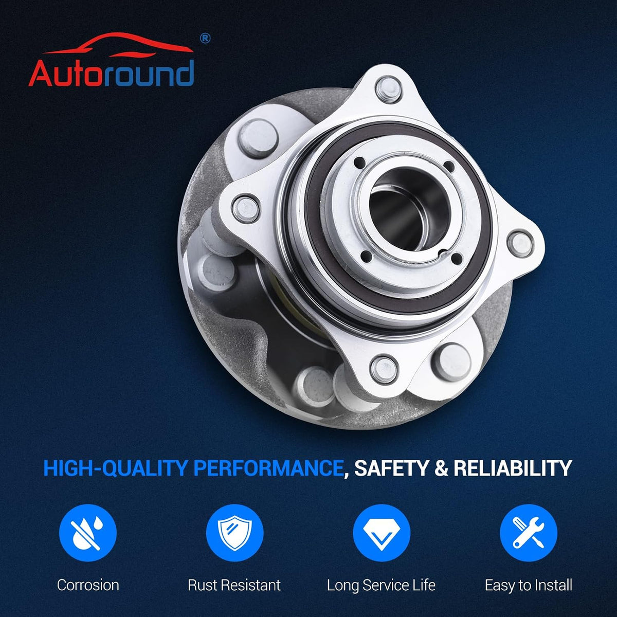 Autoround 2-Pack 2WD Front Wheel Bearing and Hub Assembly 950-004 fits for Toyota Tacoma 05-19 / 4Runner 03-19 / FJ Cruiser 07-09 RWD, 6 Lugs