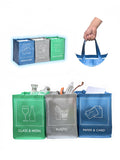 Reusable Recycle Bags, 3-Piece Separate Recycling Bin Set for Home, Kitchen, and Office - Waterproof Recyclable Waste