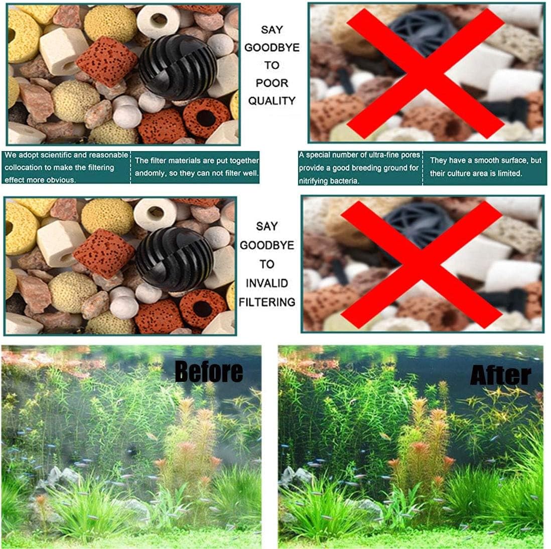 Aquarium Filter Media 12 in 1 Bio Balls Ceramic Rings | Fish Tank Pond Biofilter Filter Media 500 grams with Mesh Bag