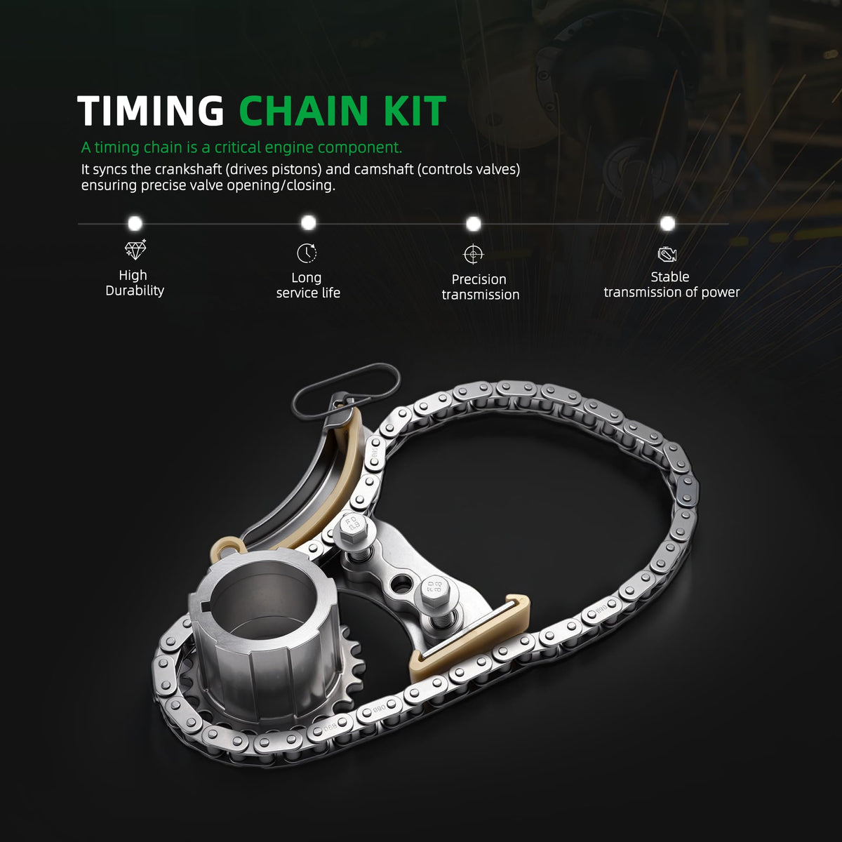 Riyhch 3pcs Engine Timing Chain Kit with Sprocket & Tensioner, 2014-2022