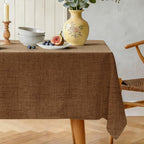 Natural Linen Rectangle Tablecloth, Slubby Textured Fall Lightweight Table Cloth 60 x 84 Inch, Water Resistant Stain