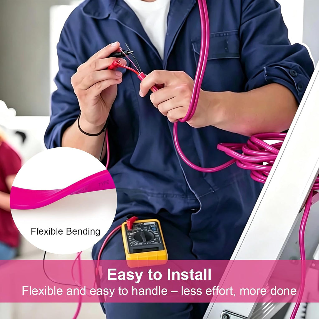 10/3 NM-B with Ground, Solid Indoor Electrical Wire, 25 FT, Pink