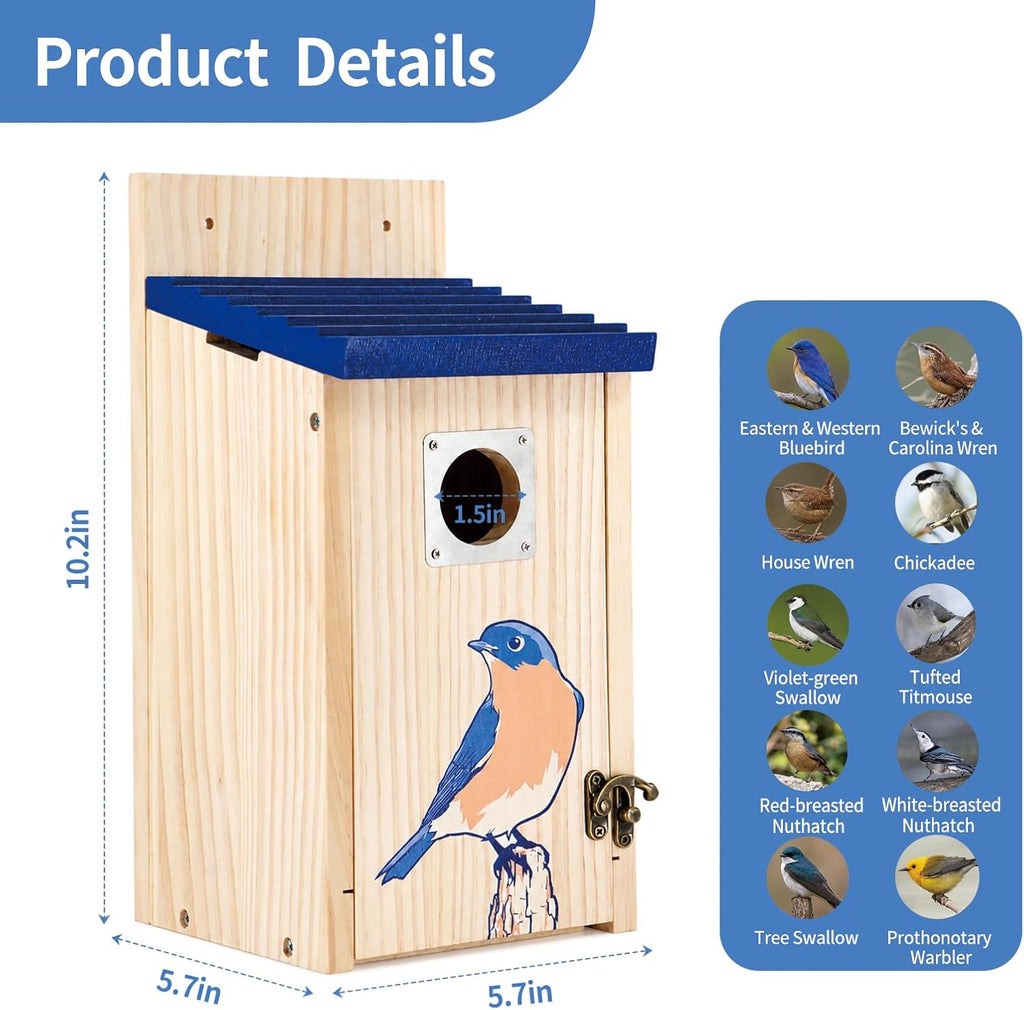 Bird Houses for Outside - Bluebird Houses with Metal Predator Guard