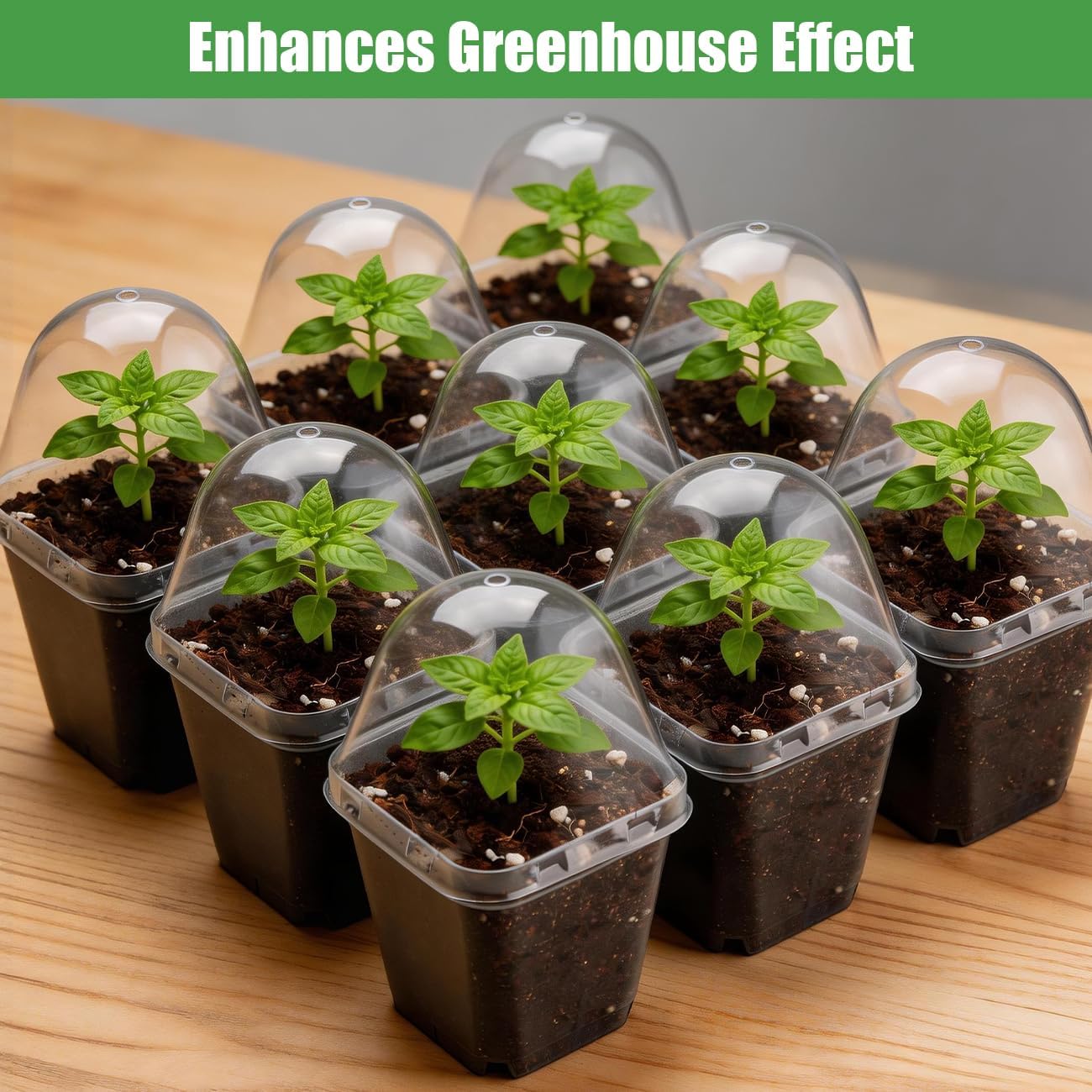 120 Pack Clear Humidity Domes, Transparent Seedling Domes Compatible with 2.7 Inch Square Nursery Pots for Seedlings