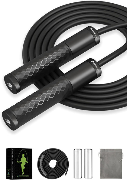 Weighted Jump Rope for Men, Women (1.5LB) - Alloy Steel Handles, Speed Skipping Rope, Gym,Indoor/Outdoor - Fitness