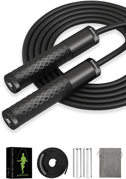 Weighted Jump Rope for Men, Women (1.5LB) - Alloy Steel Handles, Speed Skipping Rope, Gym,Indoor/Outdoor - Fitness