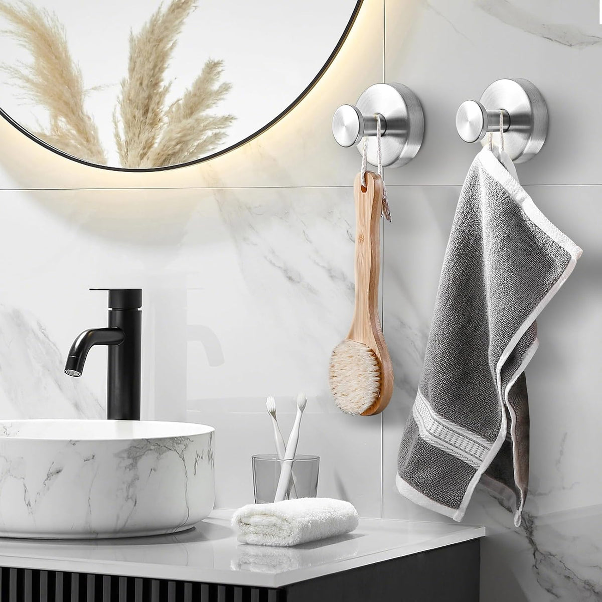 BKV Suction Cup Hooks for Shower,Brushed Nickel,6 Pack