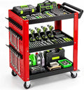 3-Tier Rolling Tool Cart with Pegboard, 1000LBS Load 2 Lockable Casters | Heavy Duty, Metal Mechanic Tool Storage