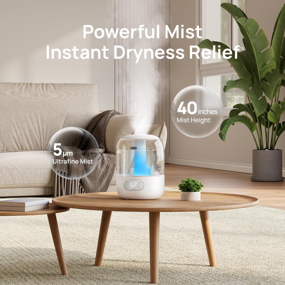 3L Humidifiers for Bedroom, 30H Runtime, 26 dB Quiet, New Edition | Easy to Refill & Clean, Precise Humidity Control