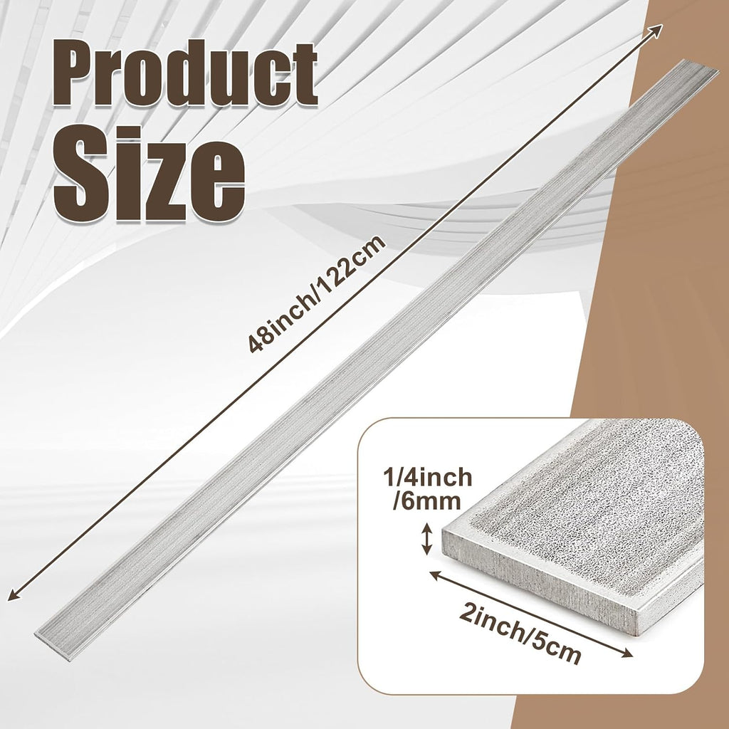 2 x 1/4 x 48 Inch Steel Flat Bar Metal Stock Hot Rolled Steel Plate Solid Plain Metal Flat Bar Stock