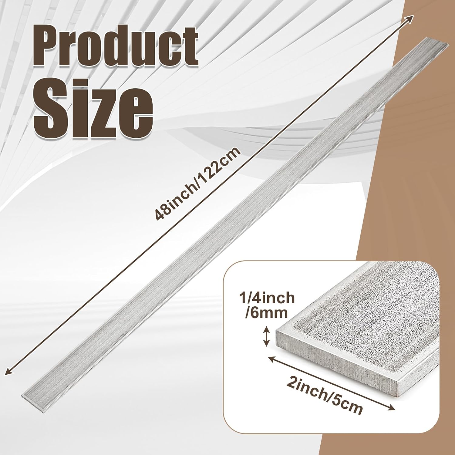 2 x 1/4 x 48 Inch Steel Flat Bar Metal Stock Hot Rolled Steel Plate Solid Plain Metal Flat Bar Stock