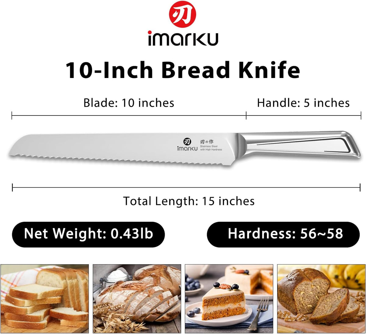 Serrated Bread Knife with Japanese High Carbon Stainless Steel