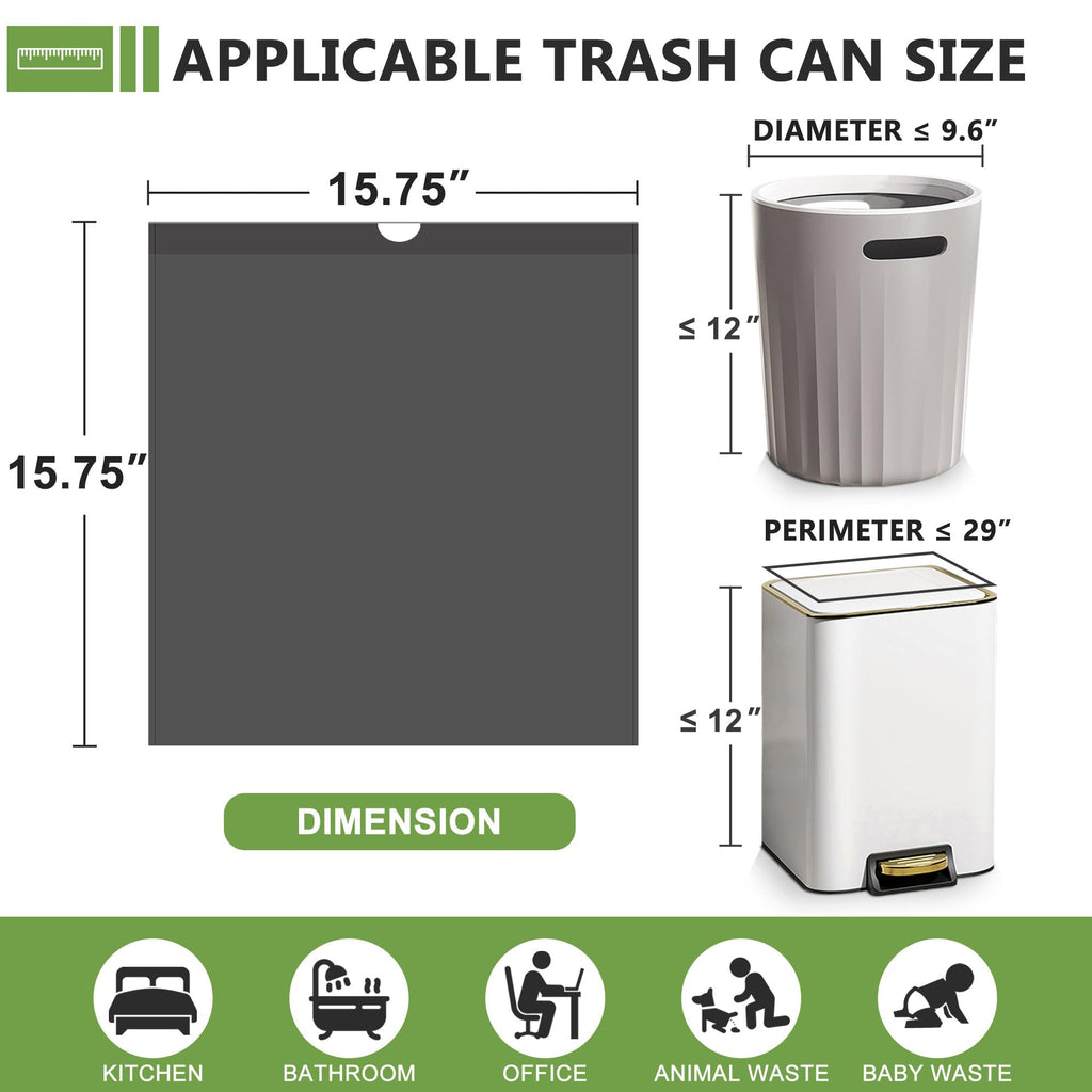 1.6 Gallon Trash Bags Drawstring, Mini Trash Bags, Black, 132 Count