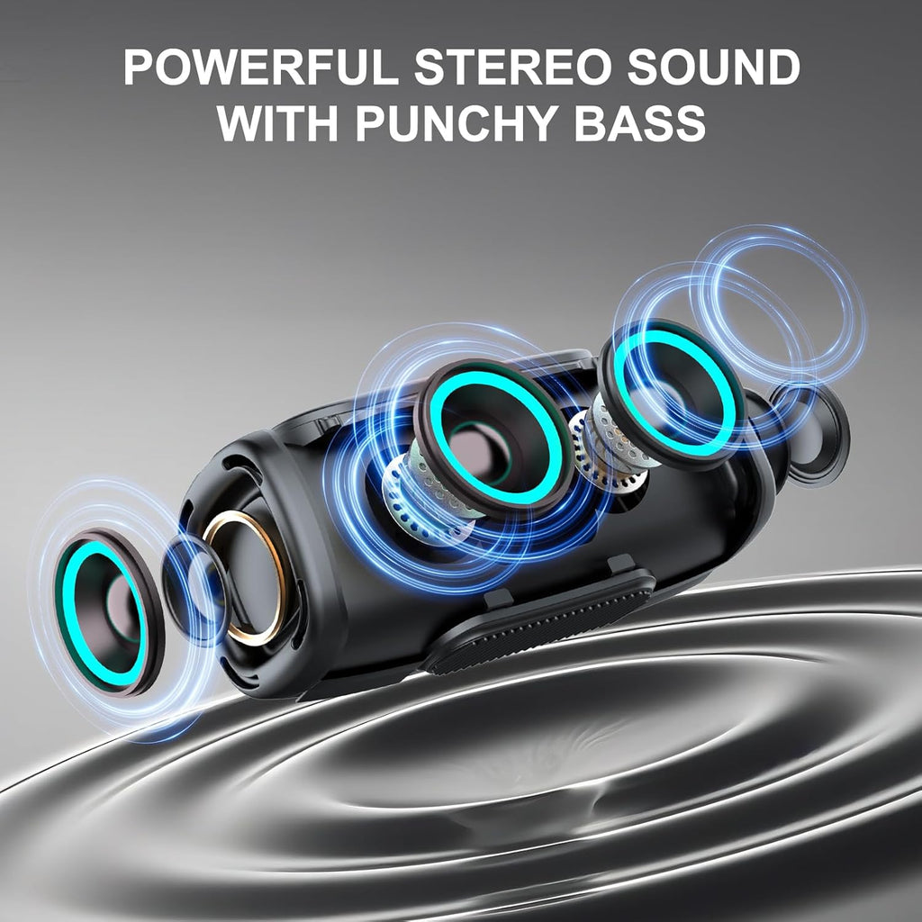 Bluetooth Speaker 60W, 36H Playtime 6000mAh BT5.4 Portable Wireless Speaker with Loud Stereo Sound, IP6 Waterproof