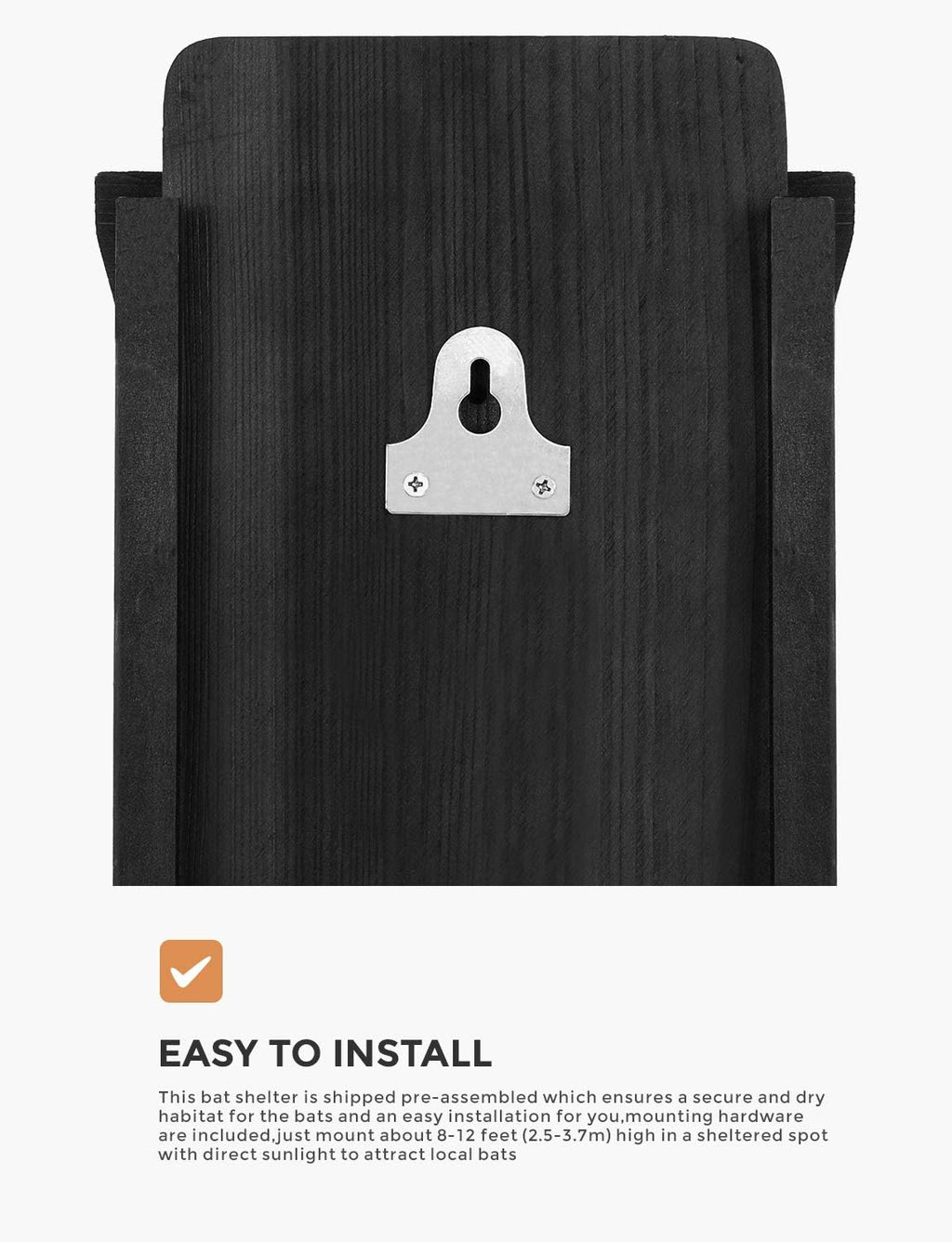 Small Bat House Kit for Outdoors 14.6"x6.7"x2.2" Shelter Box Roosting Single Chamber Black Natural Cedar Wood