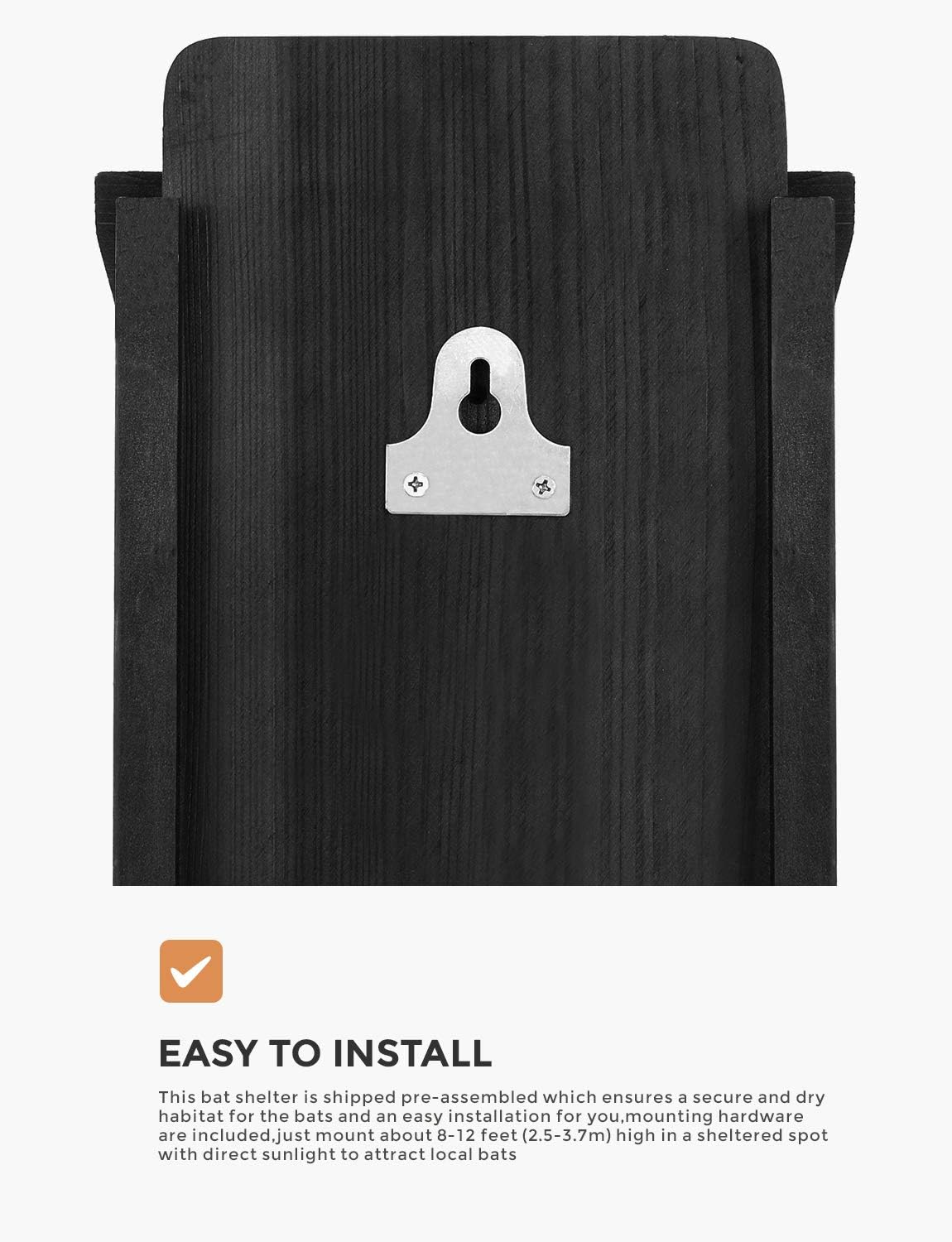 Small Bat House Kit for Outdoors 14.6"x6.7"x2.2" Shelter Box Roosting Single Chamber Black Natural Cedar Wood
