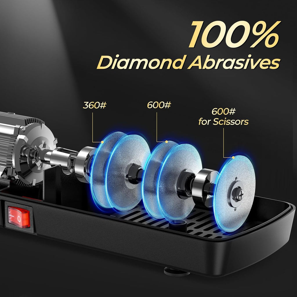 Knife Sharpener, Diamond Abrasives Electric Knife Sharpener for Stainless Steel and Ceramic Knives, with Scissors