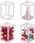 24PCS 3.5x3.5x5.5 Clear Wedding Favour Boxes with Bowknot Pattern Rectangle PVC Transparent Gift Boxes for Candy