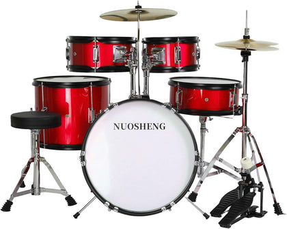 Kids Drum Set, 5 Piece 16in Junior Beginner Drum Kit for Toddlers 2-9 Years Old, Youth Full Drum Set with Adjustable
