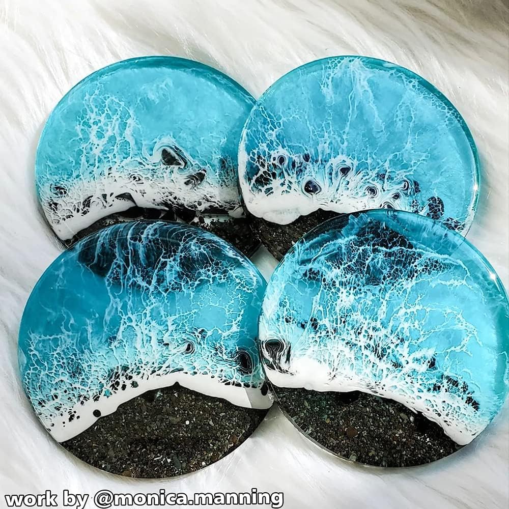 4 Pack 4 inches Thick Round Coaster Molds, Coaster Silicone Molds for Resin Casting, Geode Agate Silicone Coaster