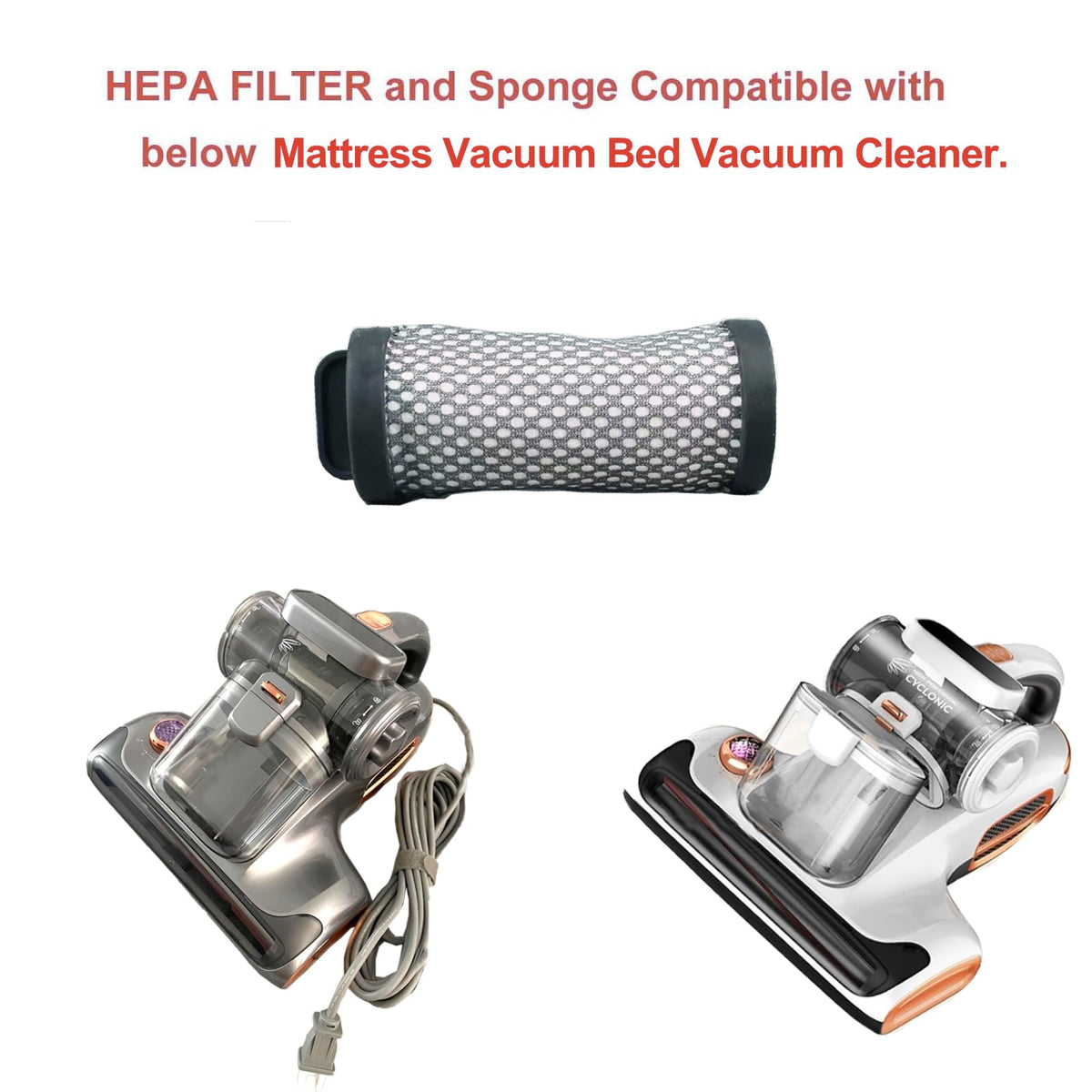 Feenynic 3Pack Hepa Filter Replacement Work with JIGOO T600 Mattress Vacuum