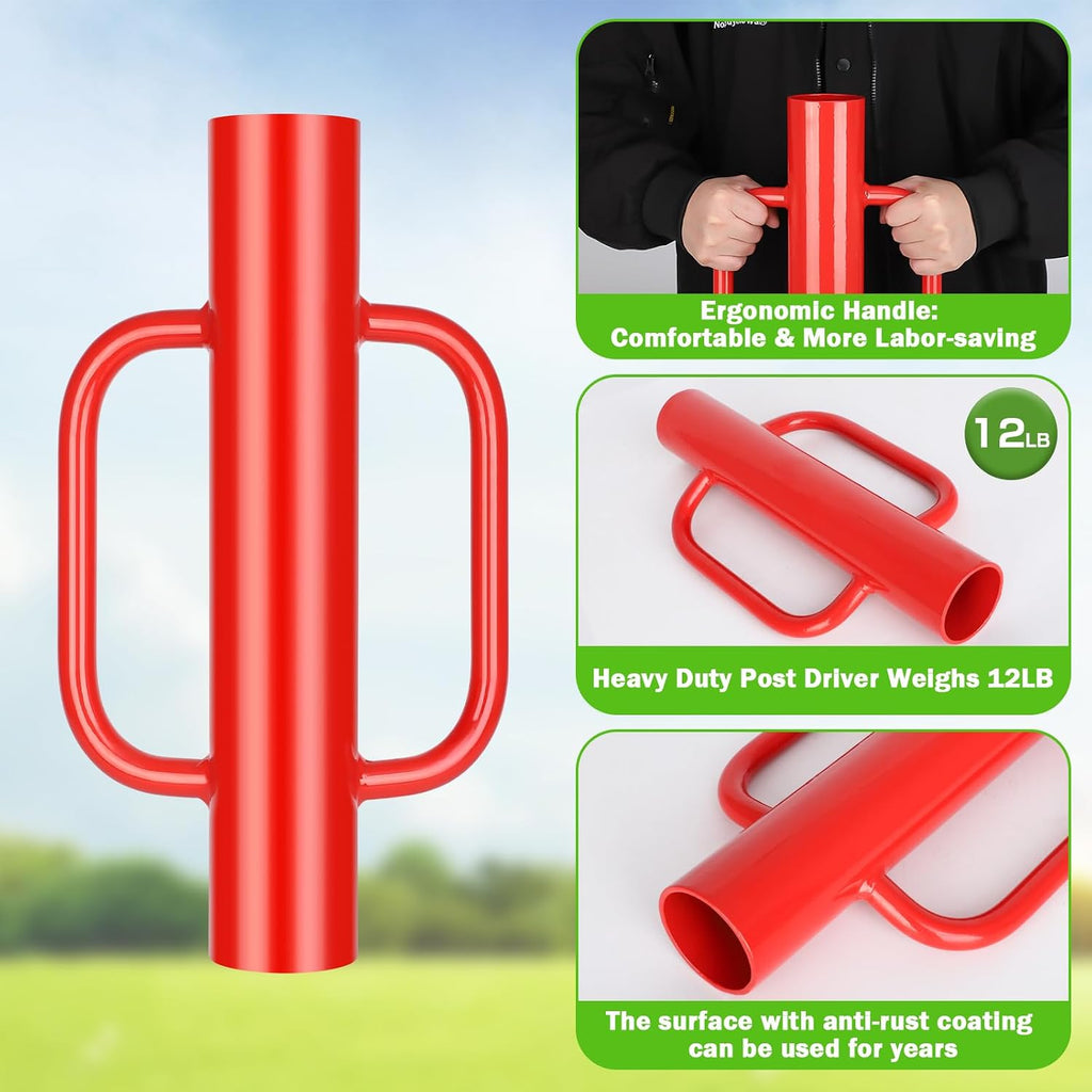 12LB T Post Driver with Handles Heavy Duty Fence Post Driver Post Pounder for T-Posts，U Channel，Metal Post and Sign