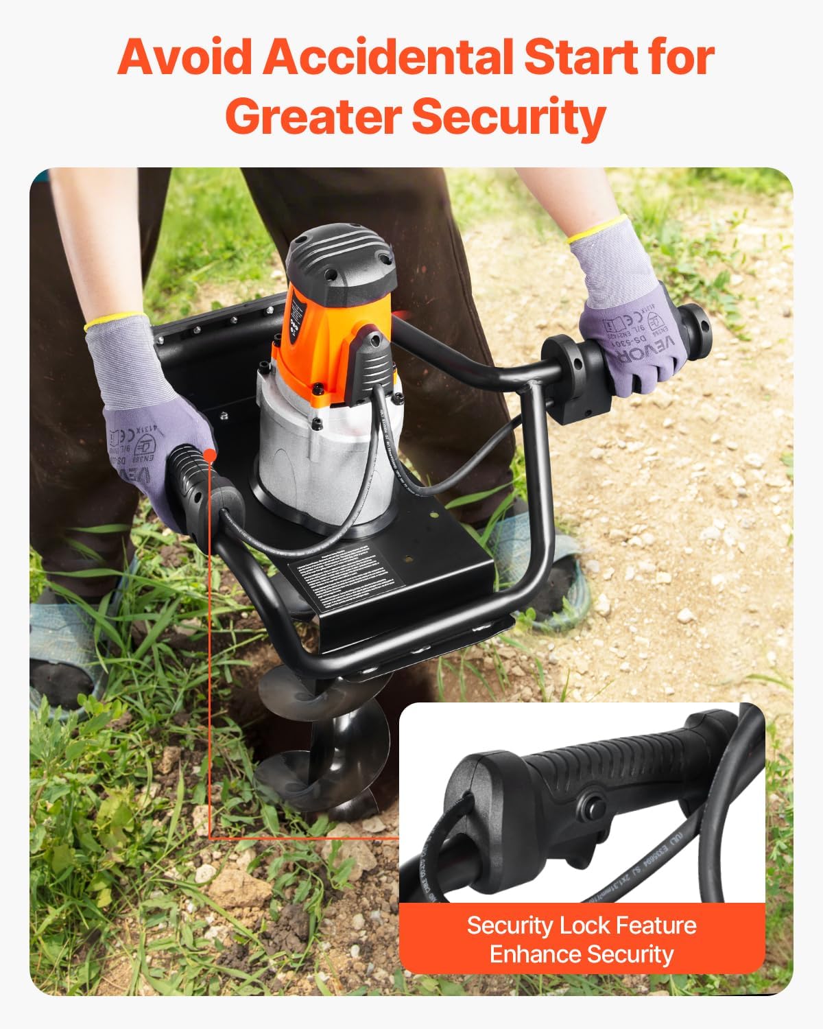 Electric Post Hole Digger 1500W 140 RPM with 5.71 in Steel Auger Bit | for Post Hole Digging, Drilling and Tree