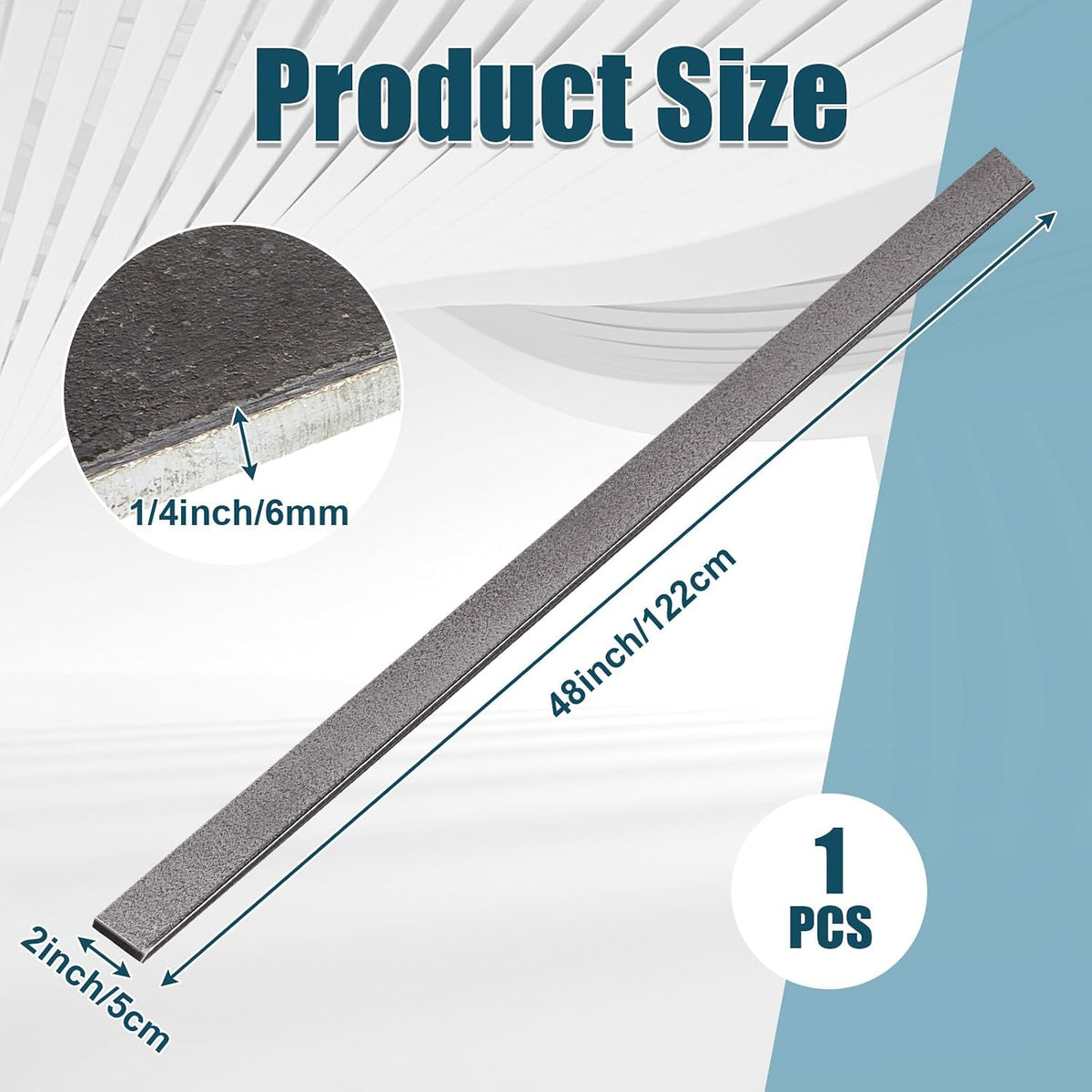 1 Pcs 2 x 1/4 x 48 Inch Steel Flat Bar Metal Stock Hot Rolled Steel Plate Solid Plain Metal Flat Bar Stock