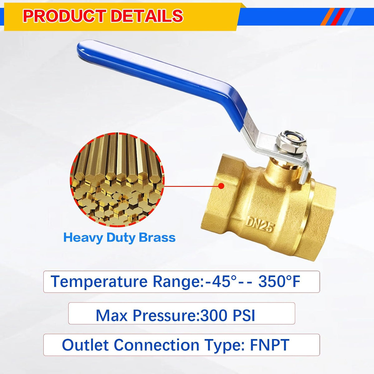 2PCS 1 Inch Full Port Brass Ball Valve,1'' NPT Female Heavy Brass Valve