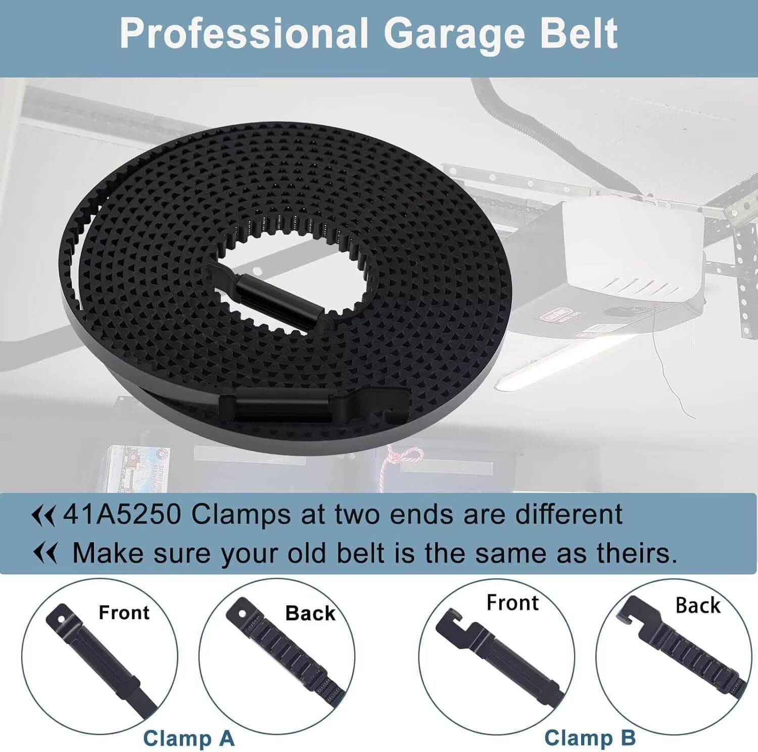 Drive Belt 41A5250, 237'' Garage Door Opener Belt ONLY for 7FT High Garage Doors, NOT Universal, 041A5250 Belt for