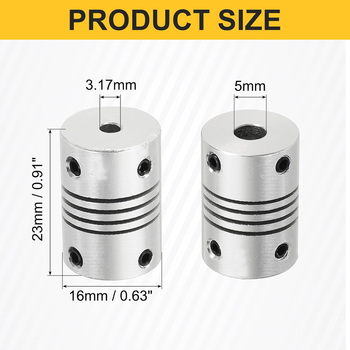 uxcell 4Pcs Flexible Couplings 3.17mm to 5mm Aluminum Alloy Joint Connector