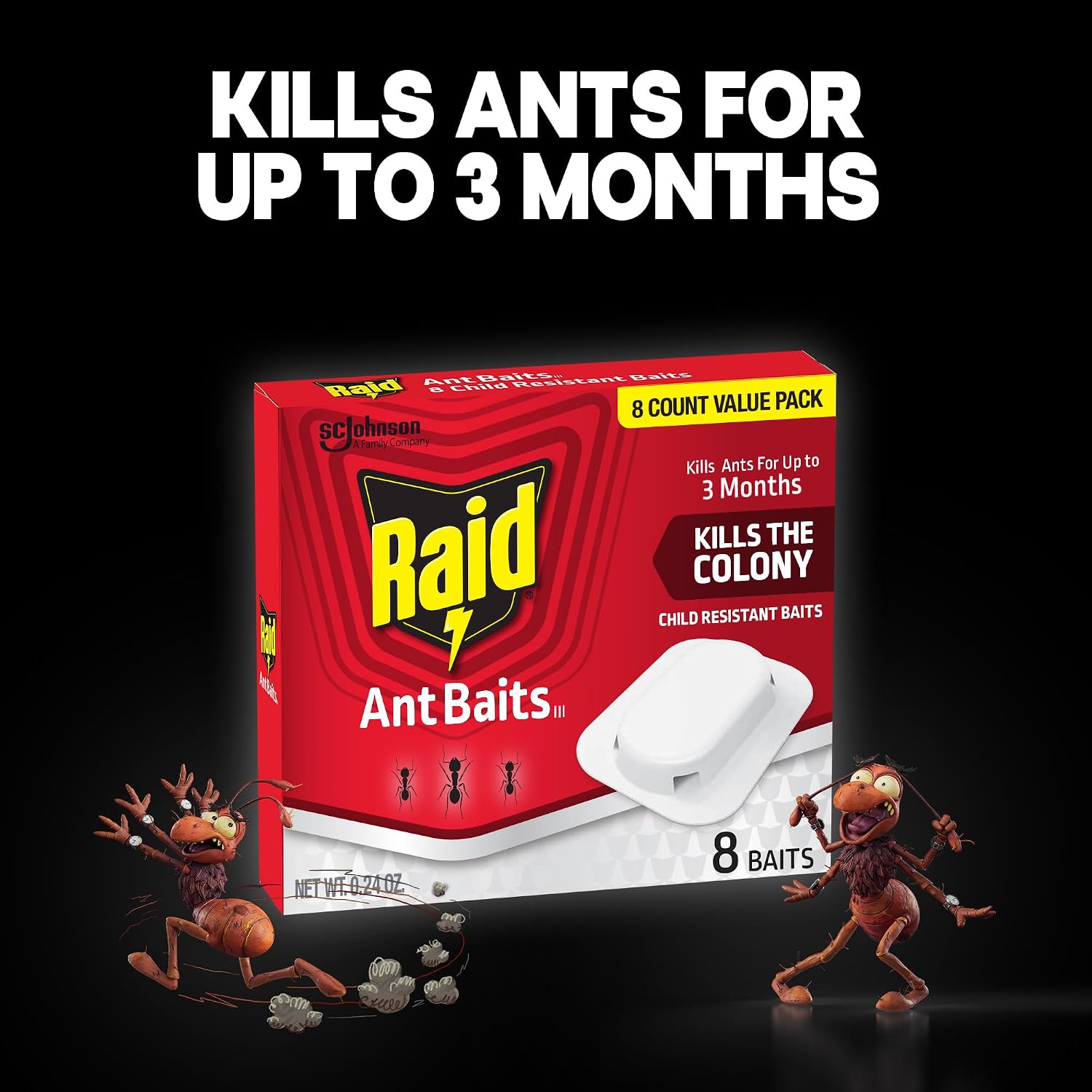 Ant Killer Baits, Child Resistant Bug Killer for Indoor Home Use, 0.24 Oz, 8 Count