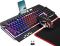 Wireless RGB Gaming Keyboard and Mouse - Rechargeable Backlit,Long Battery Life,Metal Panel Mechanical Feel with Palm
