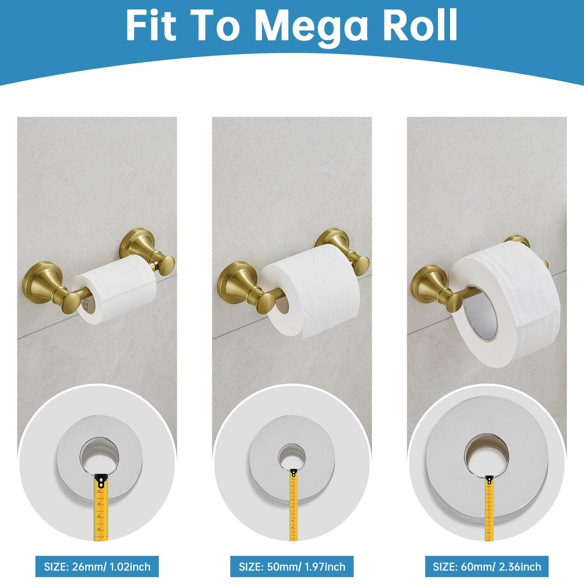 Pivoting Toilet Paper Holder, Wall Mounted, Brushed Gold