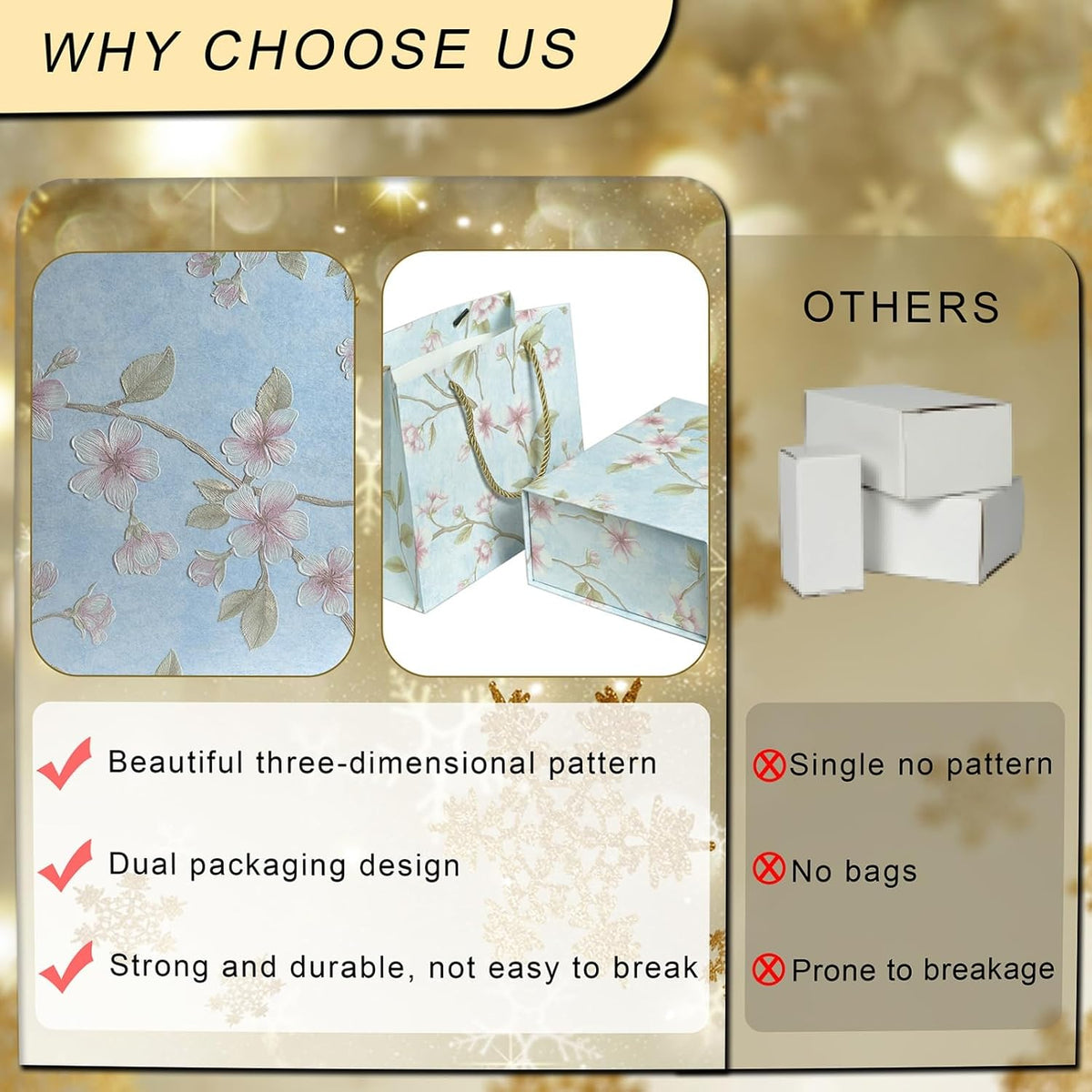 Gift Box with Lid for present 3D Embossed Pattern Magnetic Closure,folding