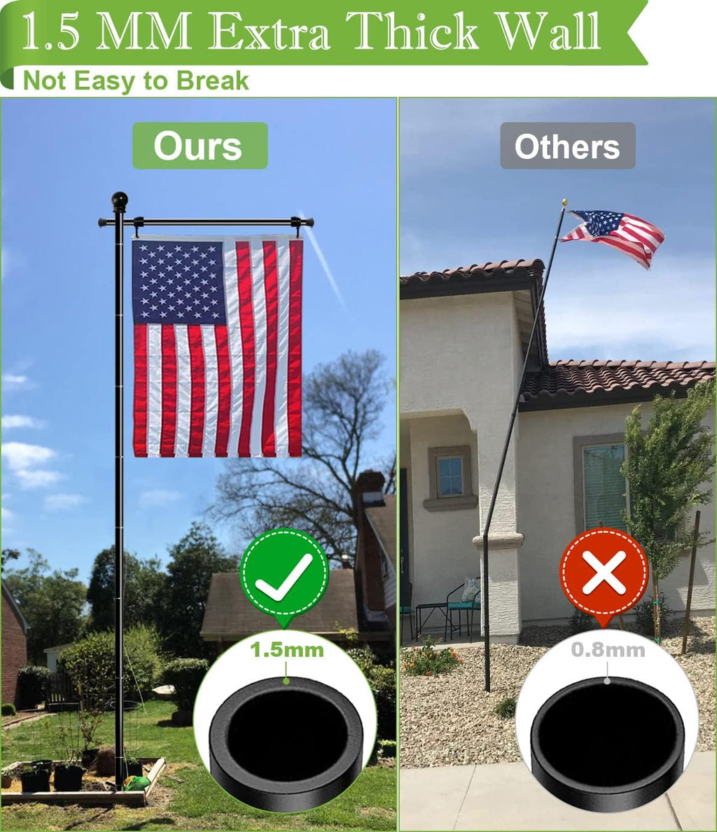 10 FT Garden Flag Pole for Outside House for 3x5 American Flags | Adjustable Flag Poles Stand In Ground with 5 Prong
