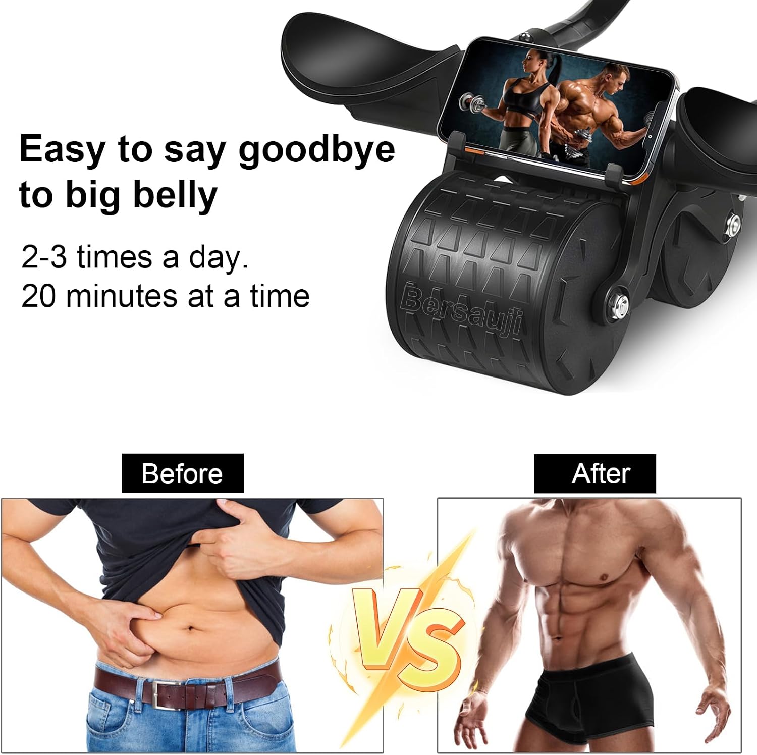 2026 Upgraded Ab Roller Wheel with Knee Mat &Timer - Automatic Rebound Abdominal Wheel with Elbow Support, Abs