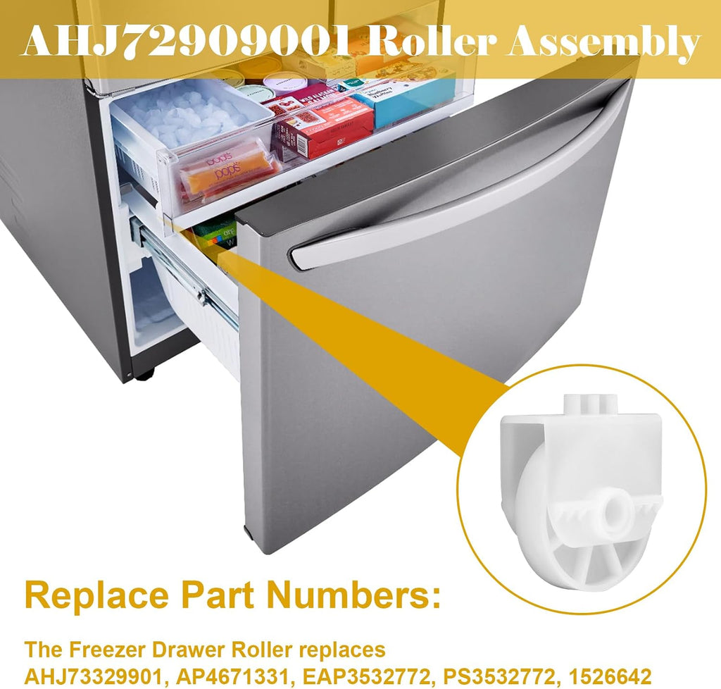 2 pcs AHJ72909001 Refrigerator Freezer Drawer Rollers Fit for LG Kenmore